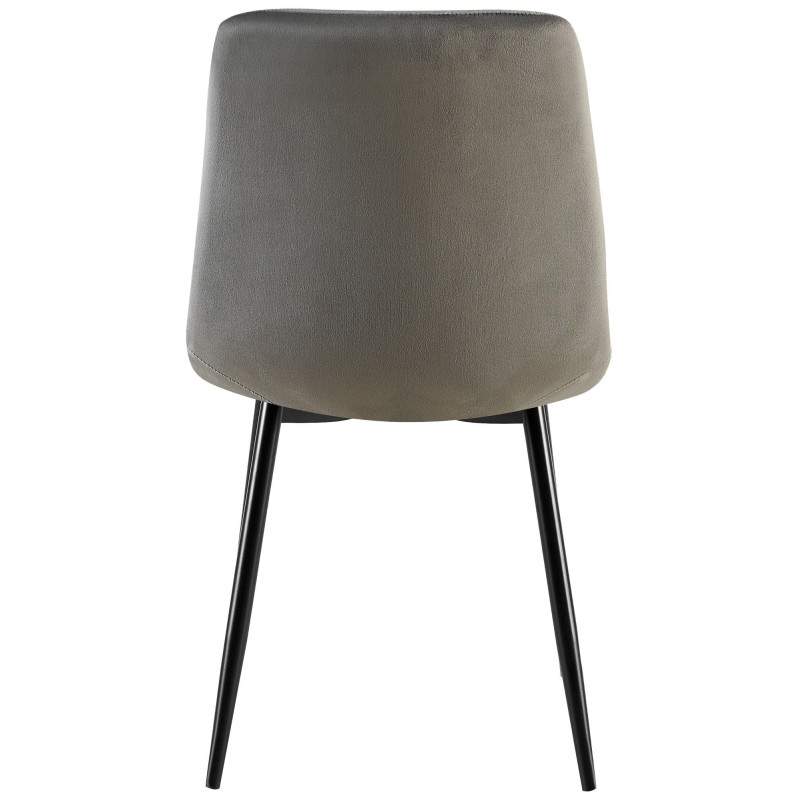 Chaise moderne chic en Velours Anthracite Capitonné Métal Noir Mat Rovinj - 3