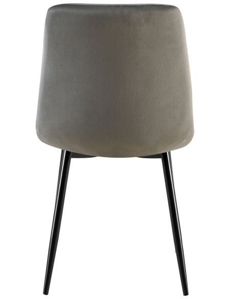 Chaise moderne chic en Velours Anthracite Capitonné Métal Noir Mat Rovinj - 3