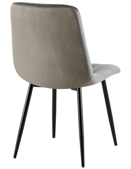 Chaise moderne chic en Velours Anthracite Capitonné Métal Noir Mat Rovinj - 2