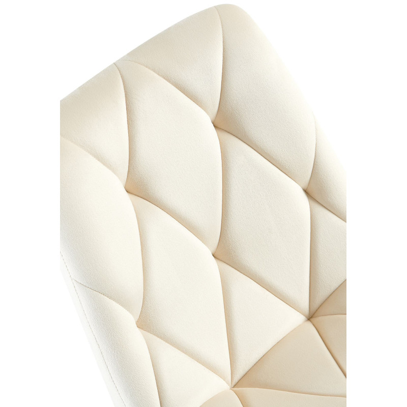 Chaise moderne chic en Velours Blanc crème Capitonné Métal Noir Mat Rovinj - 4