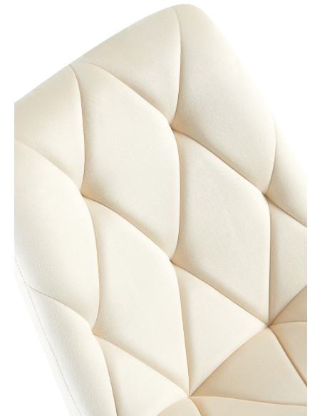 Chaise moderne chic en Velours Blanc crème Capitonné Métal Noir Mat Rovinj - 4
