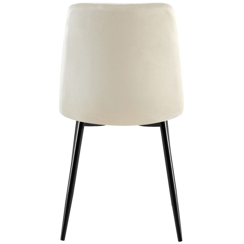 Chaise moderne chic en Velours Blanc crème Capitonné Métal Noir Mat Rovinj - 3