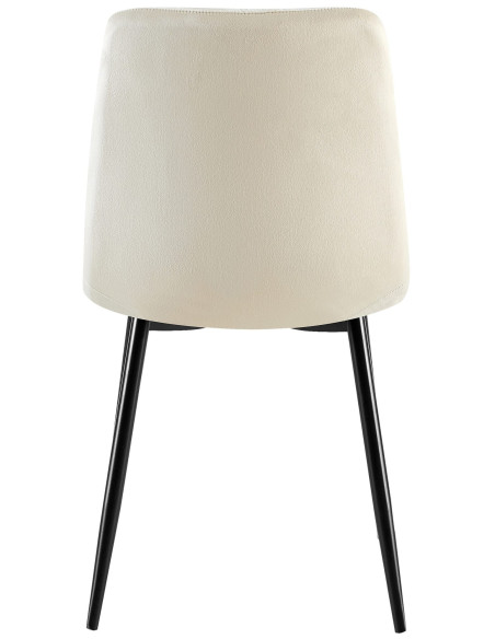 Chaise moderne chic en Velours Blanc crème Capitonné Métal Noir Mat Rovinj - 3