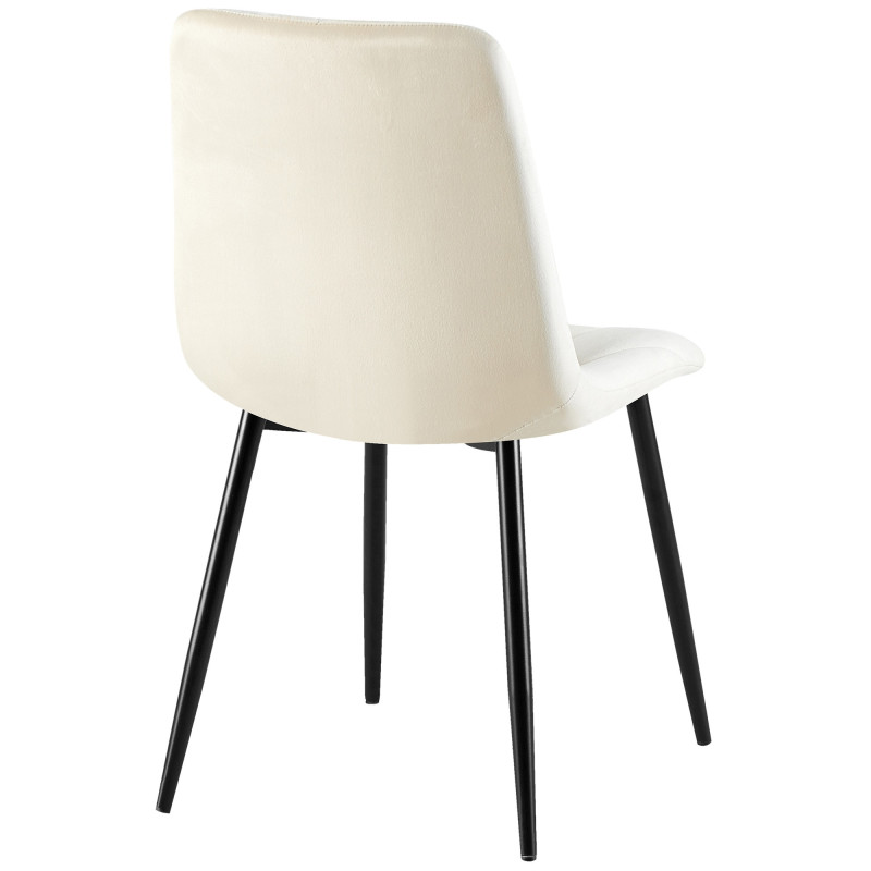 Chaise moderne chic en Velours Blanc crème Capitonné Métal Noir Mat Rovinj - 2
