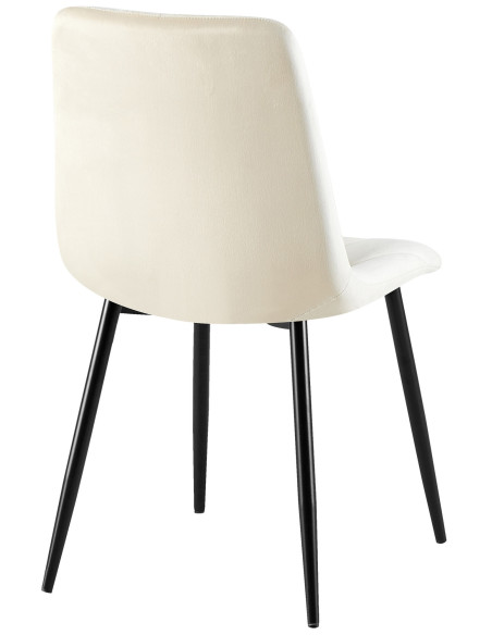 Chaise moderne chic en Velours Blanc crème Capitonné Métal Noir Mat Rovinj - 2