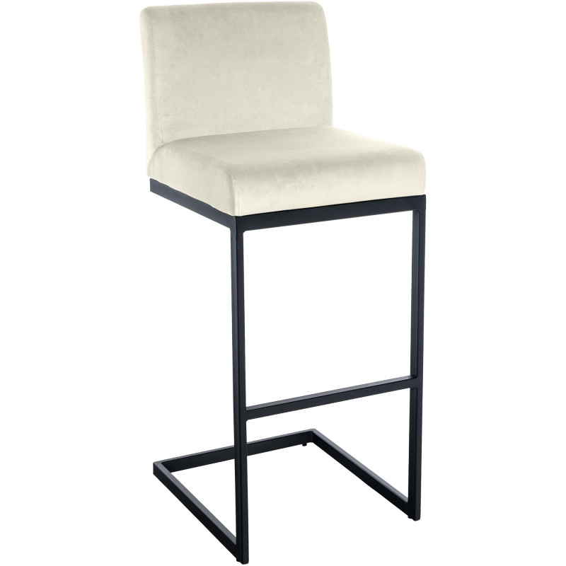 Tabouret de bar minimaliste en Velours Blanc crème Métal Noir Xalapa - 1