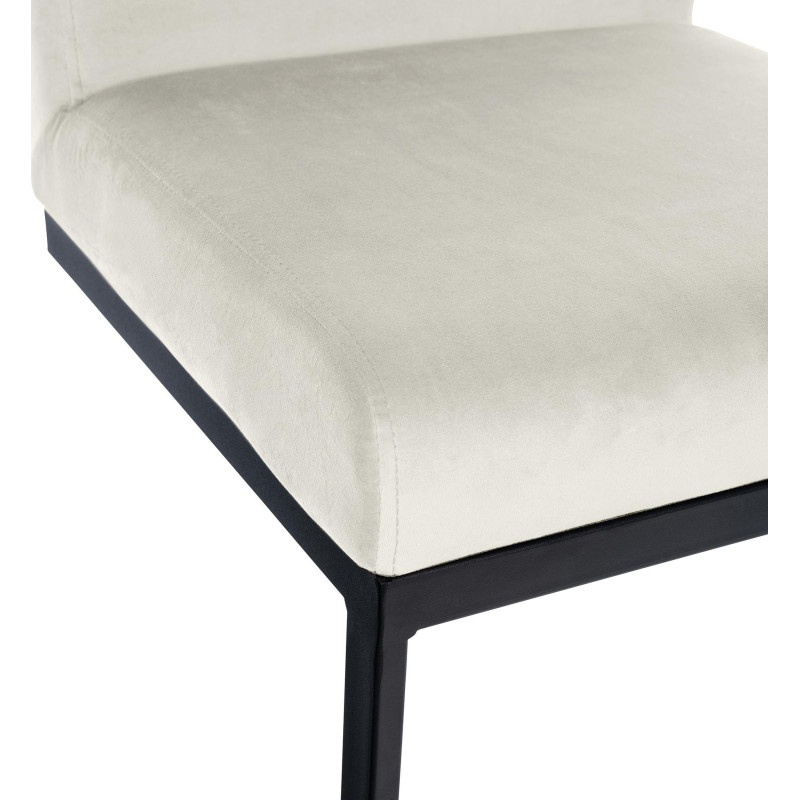 Tabouret de bar minimaliste en Velours Blanc crème Métal Noir Xalapa - 2