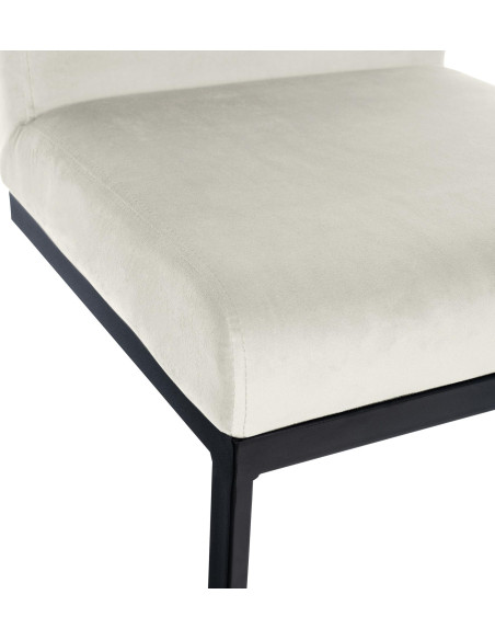 Tabouret de bar minimaliste en Velours Blanc crème Métal Noir Xalapa - 2