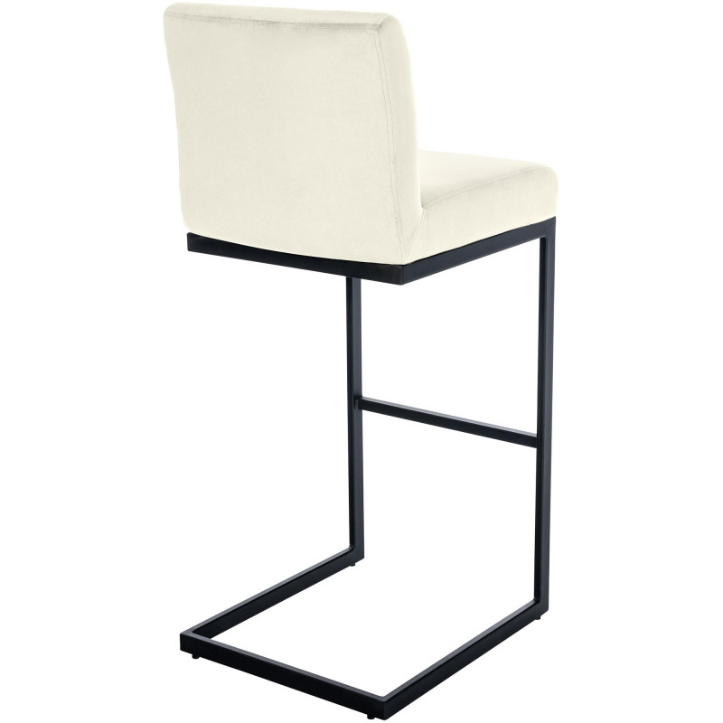 Tabouret de bar minimaliste en Velours Blanc crème Métal Noir Xalapa - 3