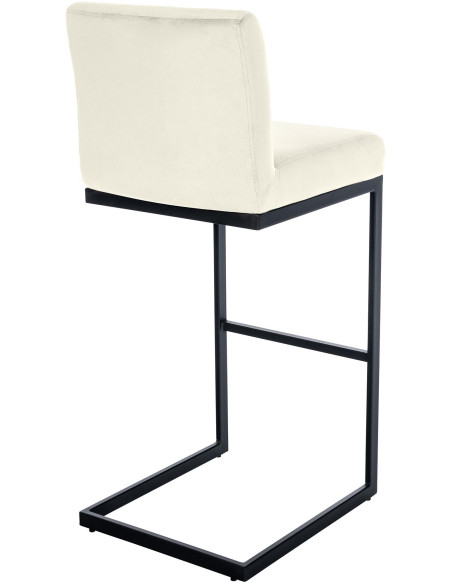 Tabouret de bar minimaliste en Velours Blanc crème Métal Noir Xalapa - 3