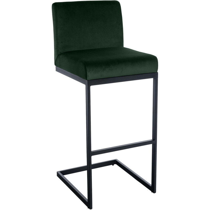 Tabouret de bar minimaliste en Velours Vert Métal Noir Xalapa - 1