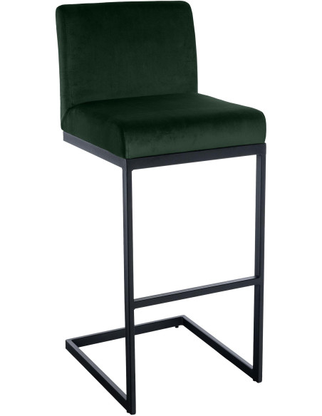 Tabouret de bar minimaliste en Velours Vert Métal Noir Xalapa - 1