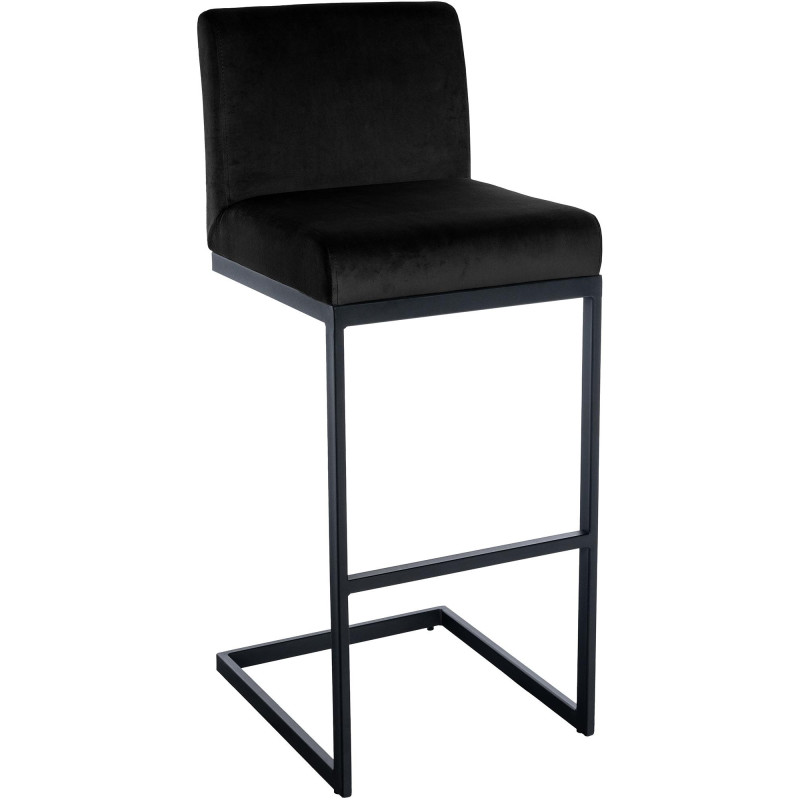 Tabouret de bar minimaliste en Velours Noir Métal Noir Xalapa - 1