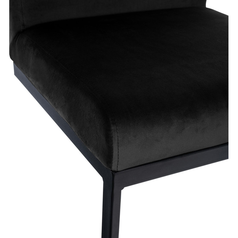 Tabouret de bar minimaliste en Velours Noir Métal Noir Xalapa - 2