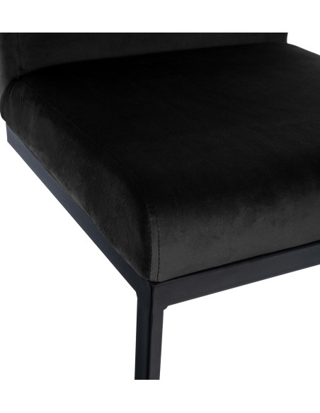 Tabouret de bar minimaliste en Velours Noir Métal Noir Xalapa - 2