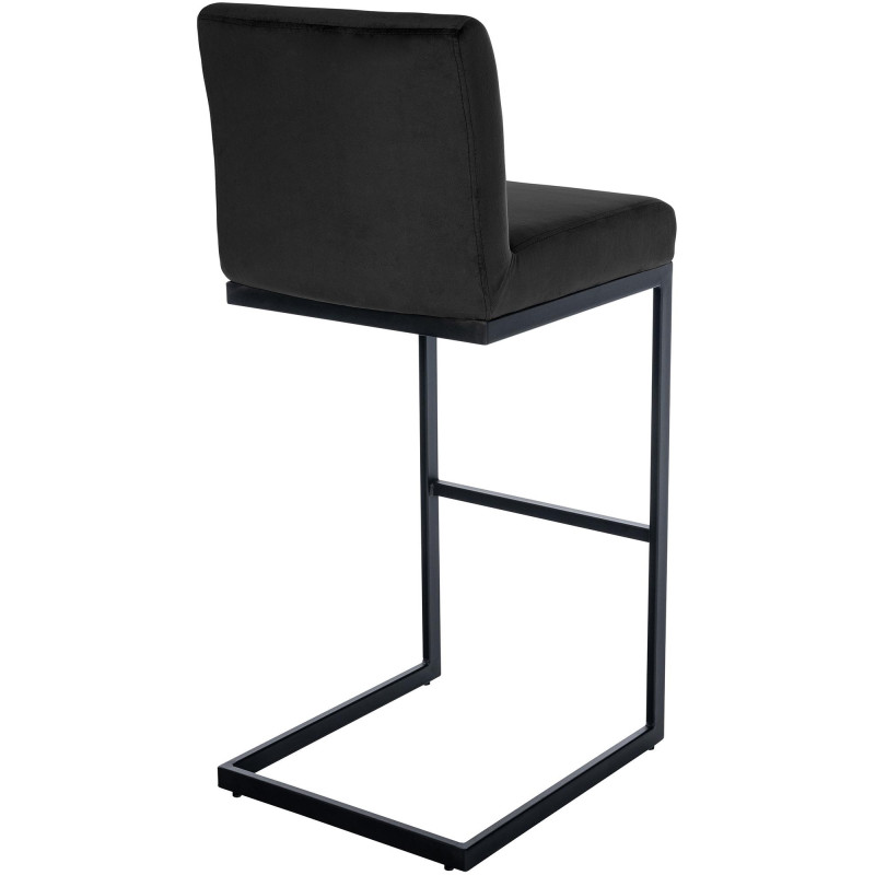 Tabouret de bar minimaliste en Velours Noir Métal Noir Xalapa - 3