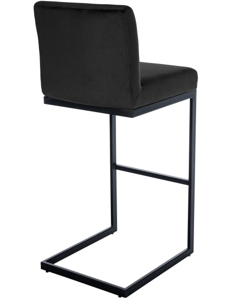 Tabouret de bar minimaliste en Velours Noir Métal Noir Xalapa - 3