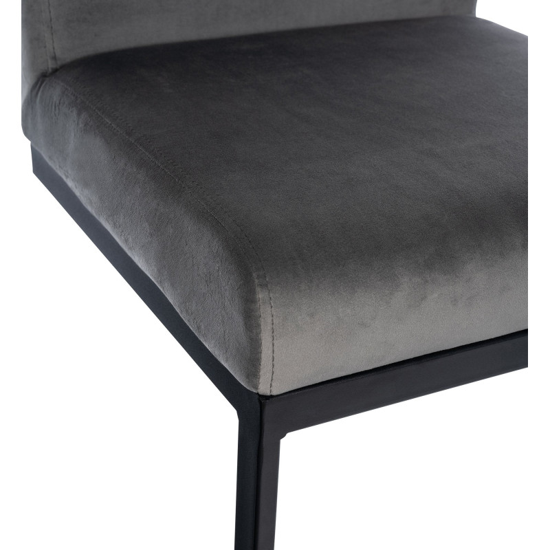 Tabouret de bar minimaliste en Velours Gris Métal Noir Xalapa - 2