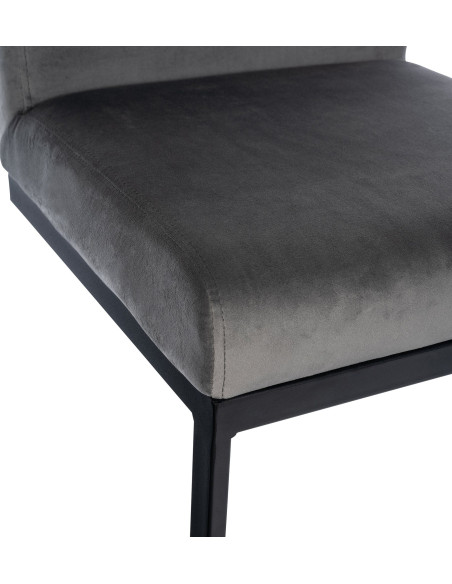 Tabouret de bar minimaliste en Velours Gris Métal Noir Xalapa - 2