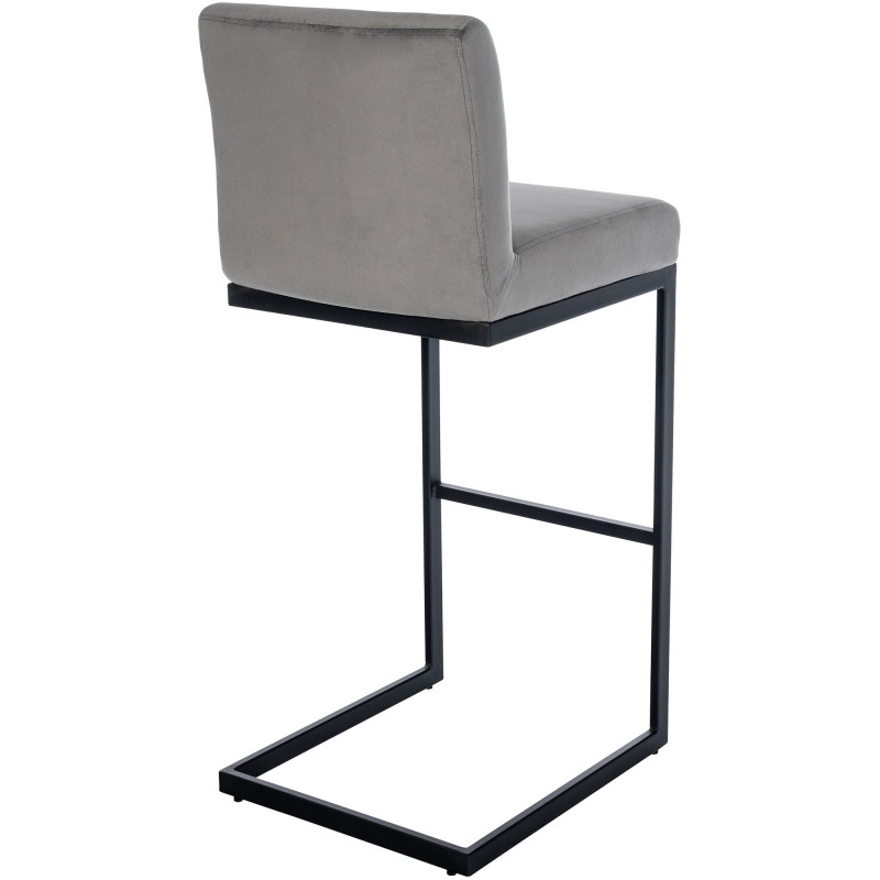 Tabouret de bar minimaliste en Velours Gris Métal Noir Xalapa - 3