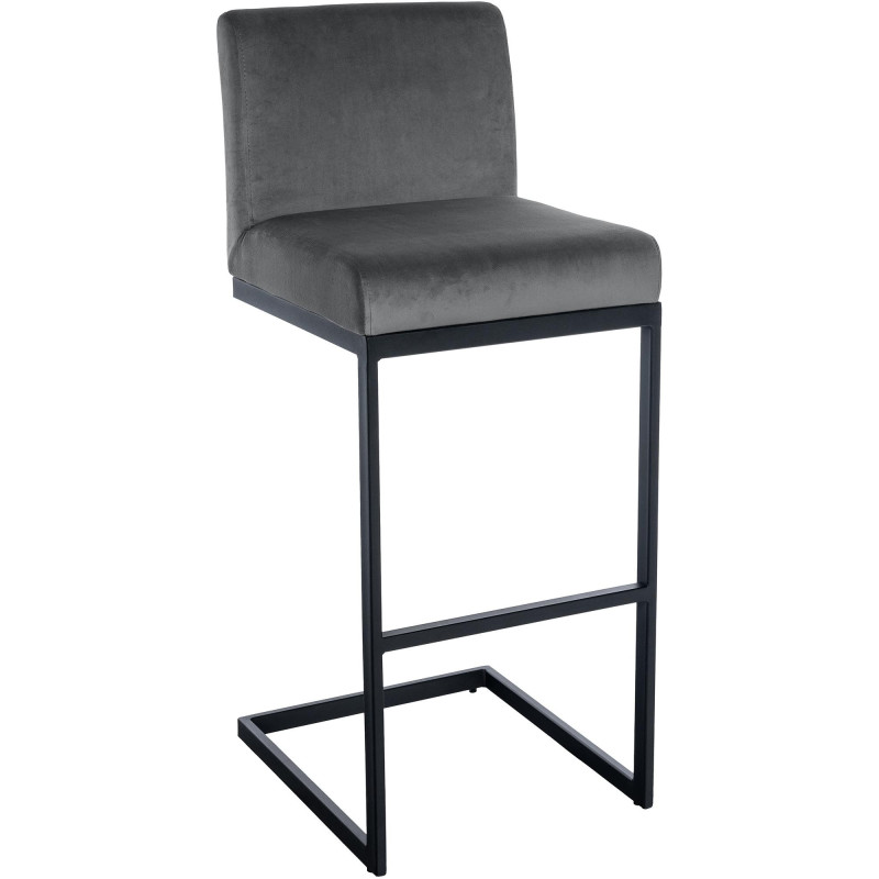 Tabouret de bar minimaliste en Velours Gris foncé Métal Noir Xalapa - 1