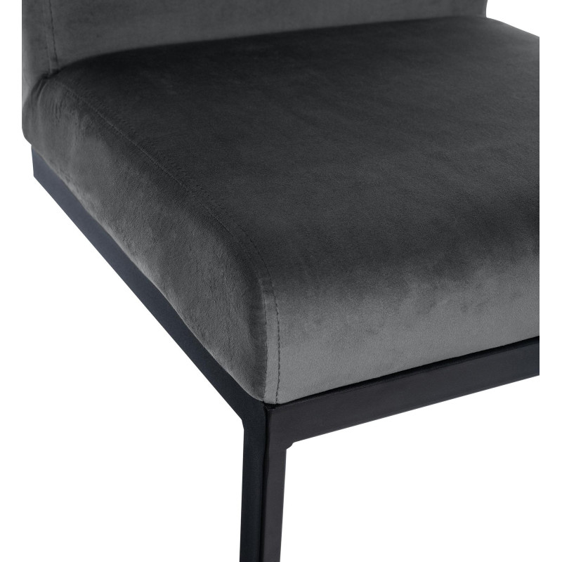 Tabouret de bar minimaliste en Velours Gris foncé Métal Noir Xalapa - 2