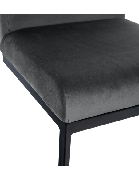 Tabouret de bar minimaliste en Velours Gris foncé Métal Noir Xalapa - 2