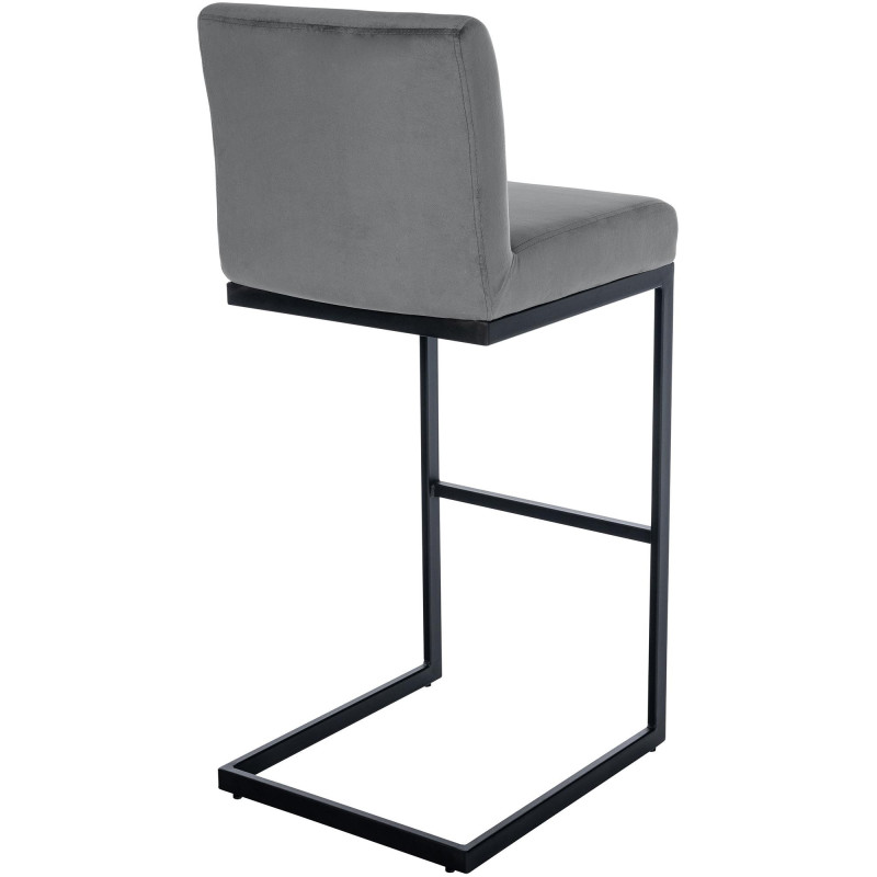Tabouret de bar minimaliste en Velours Gris foncé Métal Noir Xalapa - 3