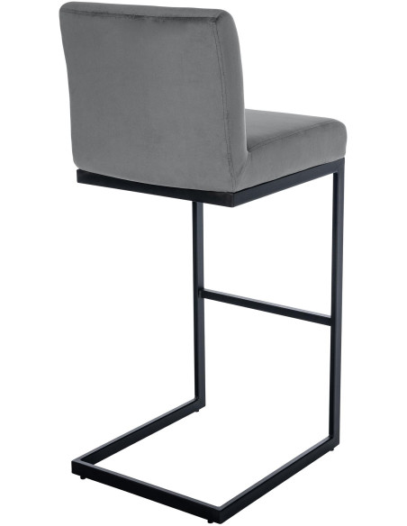 Tabouret de bar minimaliste en Velours Gris foncé Métal Noir Xalapa - 3