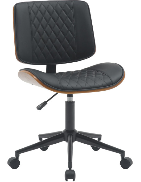 Chaise de bureau réglable haut de gamme en Polyuréthane Noir Bois Marron noyer Métal Noir Novara