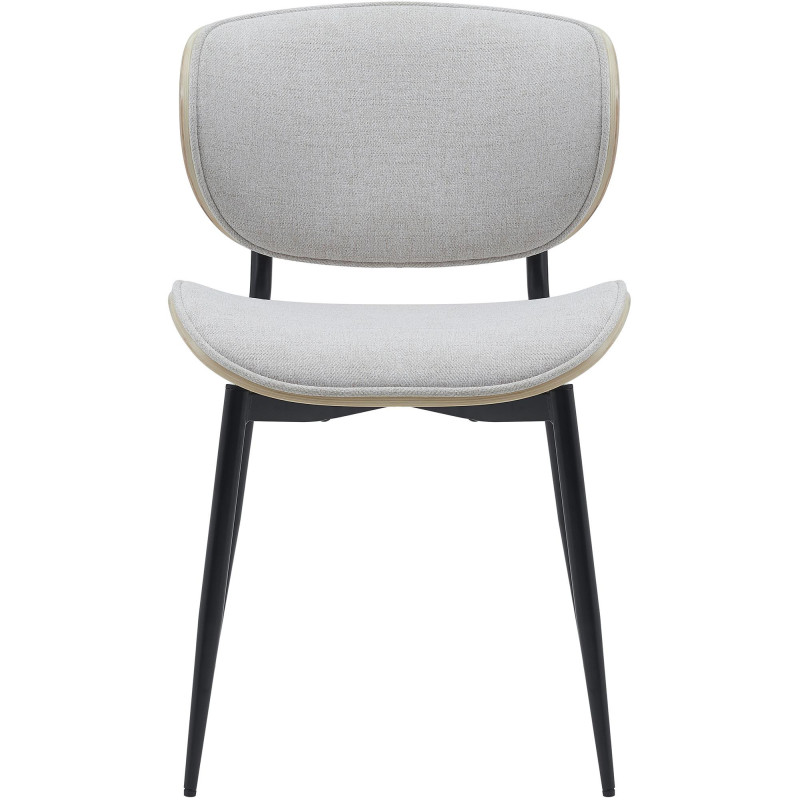 Chaise moderne haut de gamme en Tissu Blanc crème Bois Naturel Métal Noir Algec - 2