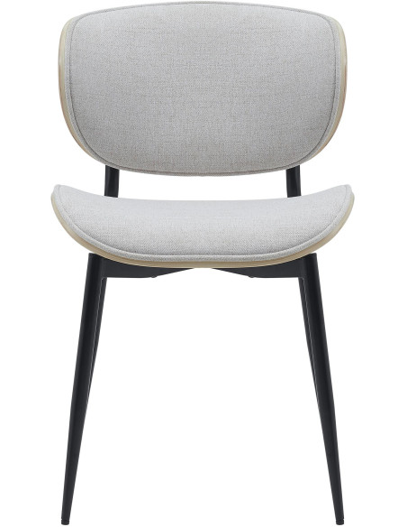 Chaise moderne haut de gamme en Tissu Blanc crème Bois Naturel Métal Noir Algec - 2