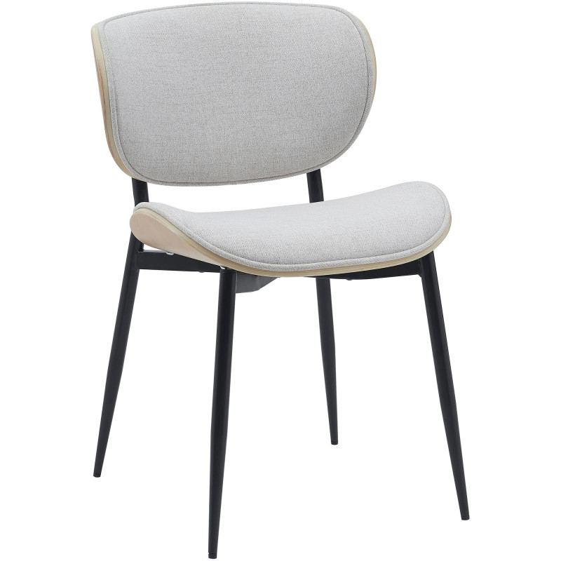 Chaise moderne haut de gamme en Tissu Blanc crème Bois Naturel Métal Noir Algec - 1