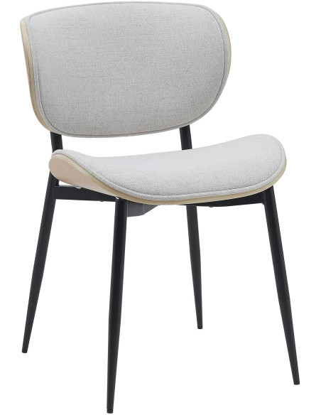 Chaise moderne haut de gamme en Tissu Blanc crème Bois Naturel Métal Noir Algec - 1