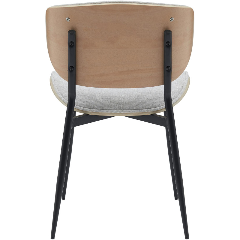 Chaise moderne haut de gamme en Tissu Blanc crème Bois Naturel Métal Noir Algec - 3