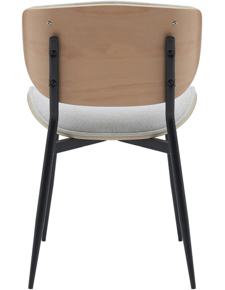 Chaise moderne haut de gamme en Tissu Blanc crème Bois Naturel Métal Noir Algec - 3