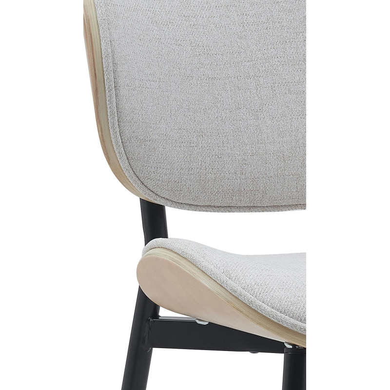 Chaise moderne haut de gamme en Tissu Blanc crème Bois Naturel Métal Noir Algec - 4