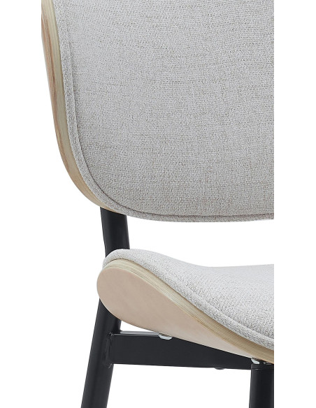 Chaise moderne haut de gamme en Tissu Blanc crème Bois Naturel Métal Noir Algec - 4
