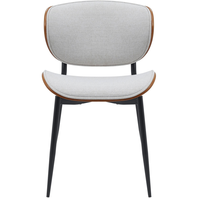 Chaise moderne haut de gamme en Tissu Blanc crème Bois Marron noyer Métal Noir Algec - 2