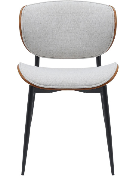 Chaise moderne haut de gamme en Tissu Blanc crème Bois Marron noyer Métal Noir Algec - 2
