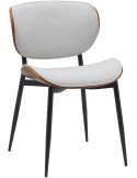 Chaise de salle à manger rembourrée crème et noix en tissu et métal 50 x 54 x 80 cm Algec