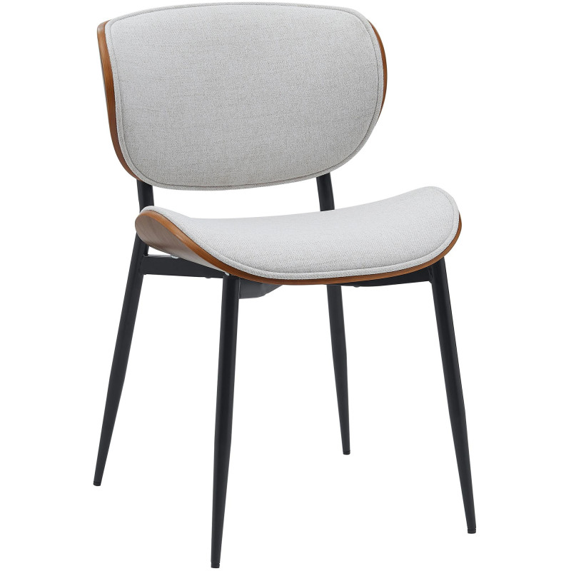 Chaise moderne haut de gamme en Tissu Blanc crème Bois Marron noyer Métal Noir Algec - 1