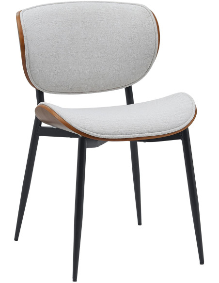 Chaise moderne haut de gamme en Tissu Blanc crème Bois Marron noyer Métal Noir Algec - 1