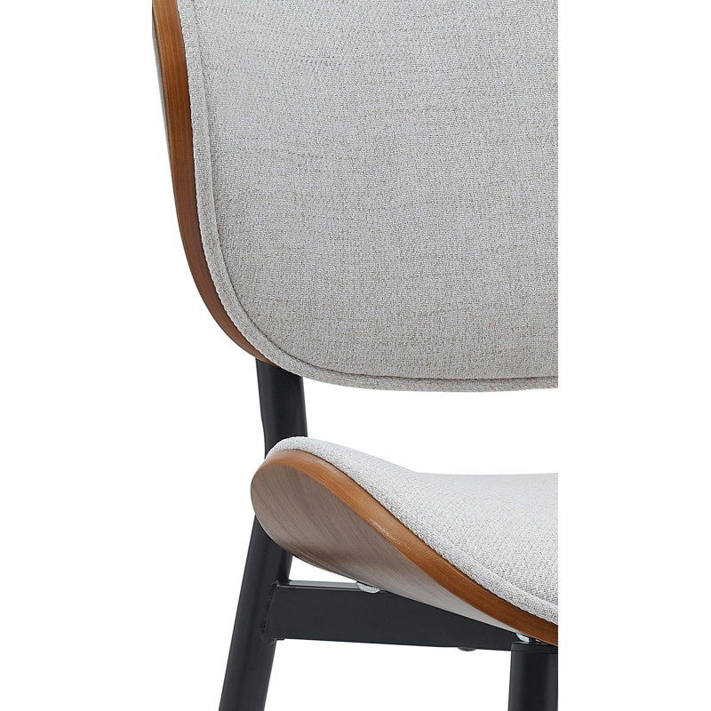 Chaise moderne haut de gamme en Tissu Blanc crème Bois Marron noyer Métal Noir Algec - 4