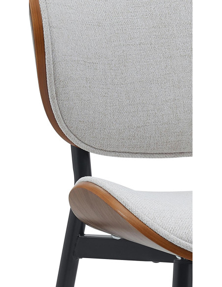 Chaise moderne haut de gamme en Tissu Blanc crème Bois Marron noyer Métal Noir Algec - 4
