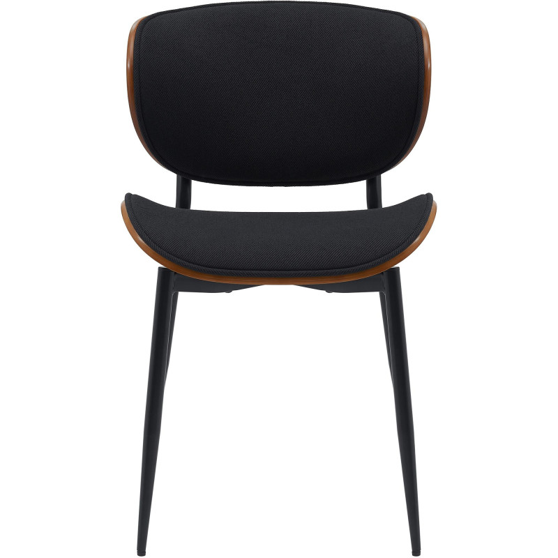 Chaise moderne haut de gamme en Tissu Noir Bois Marron noyer Métal Noir Algec - 2