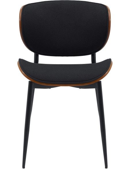 Chaise moderne haut de gamme en Tissu Noir Bois Marron noyer Métal Noir Algec - 2