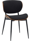 Chaise de salle à manger rembourrée noire et noyer en tissu et métal 50 x 54 x 80 cm Algec