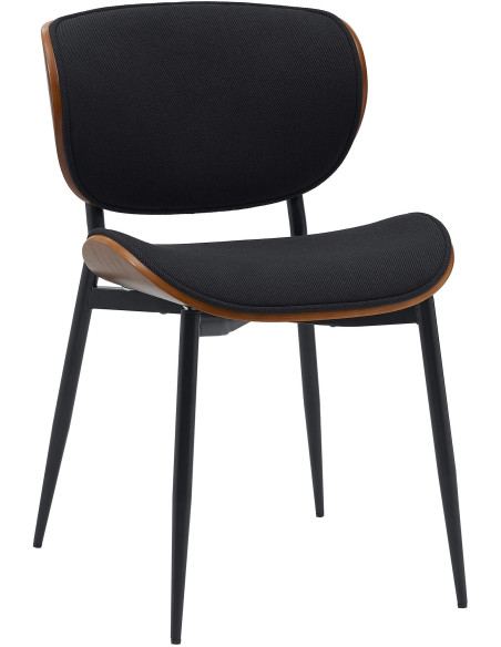 Chaise moderne haut de gamme en Tissu Noir Bois Marron noyer Métal Noir Algec - 1