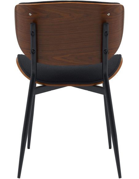 Chaise moderne haut de gamme en Tissu Noir Bois Marron noyer Métal Noir Algec - 3